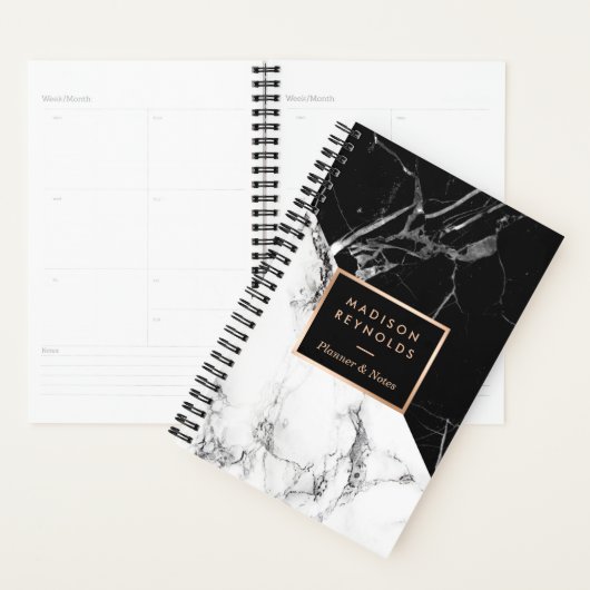 Modern Black White Marble Texture Designer Planner (Display)