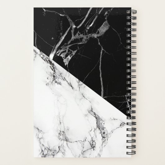Modern Black White Marble Texture Designer Planner (Achterkant)