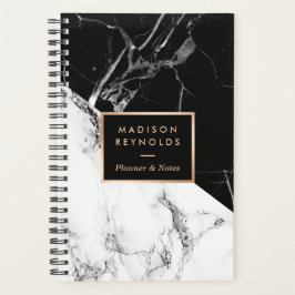 Modern Black White Marble Texture Designer Planner