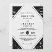 Modern Black White Marble Wedding Invitation Kaart (Voorkant)