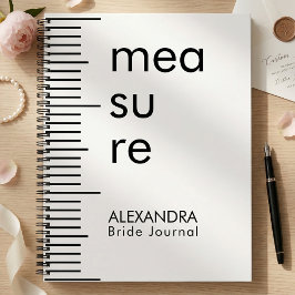 Modern Black White Measure Bride Wedding  Notitieboek