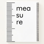 Modern Black White Measure Typography Sketchbook Notitieboek (Achterkant)