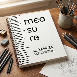Modern Black White Measure Typography Sketchbook Notitieboek