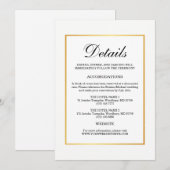 Modern Black White met Gold border Wedding Detail Kaart (Voorkant / Achterkant)