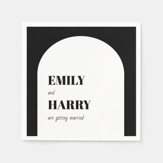 Modern Black White Minimal Bold Typography Napkins Servet (Voorkant)
