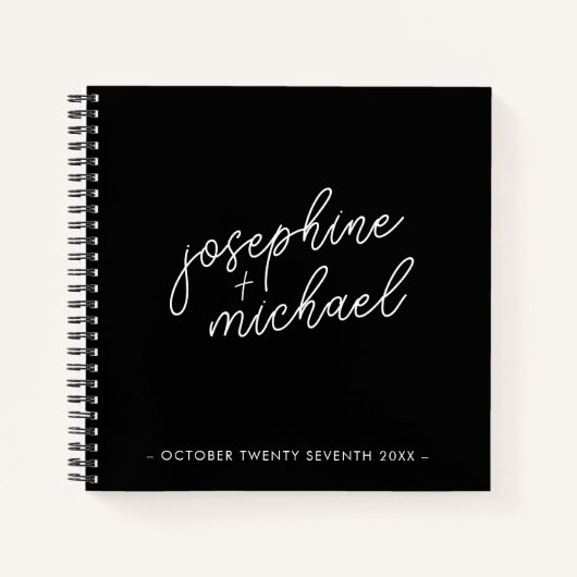 Modern Black & White Minimal Wedding Guest Book Notitieboek (Voorkant)