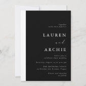 Modern Black & White Minimal Wedding Kaart (Voorkant)