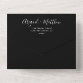 Modern Black White Minimalist Handwriting Weddensc All In One Uitnodiging (Achterkant)