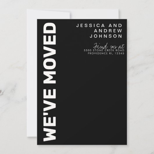 Modern Black White Minimalist Moving Announcement Aankondiging (Voorkant)