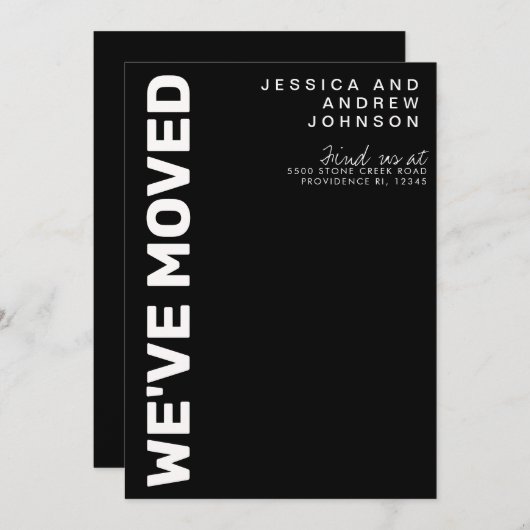 Modern Black White Minimalist Moving Announcement Aankondiging (Voorkant / Achterkant)