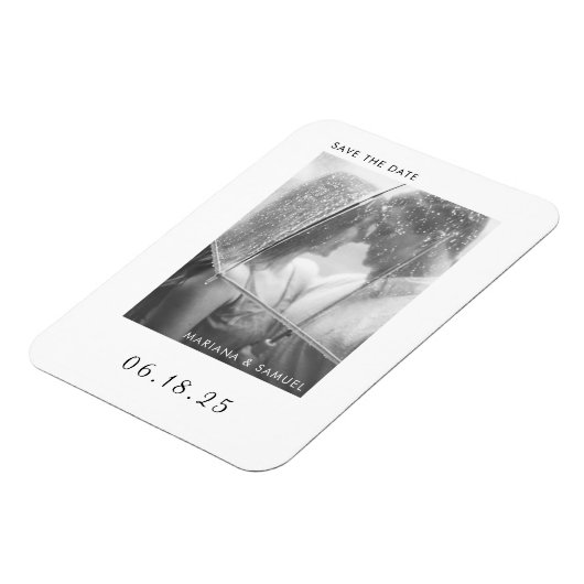Modern Black White Minimalist Photo Save the Date Magneet (Linkerzijde)