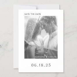 Modern Black White Minimalist Photo Save the Date Magnetische Uitnodiging