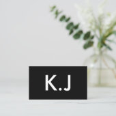 Modern Black White Minimalist QR Code Monogram Visitekaartje (Staand voorkant)