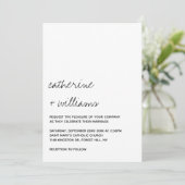Modern Black & White Minimalist Script Wedding Kaart (Staand voorkant)