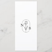 Modern Black White Minimalist Weddenschap Monogram Menu (Achterkant)