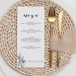 Modern Black White Minimalist Weddenschap Monogram Menu<br><div class="desc">Modern Black White Minimalist Wedding Monogram Menu. Monogram achteraan.</div>