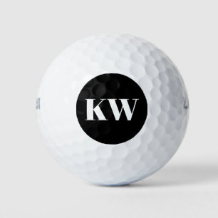 Modern Black White Monogram Initialen op maat Golfballen