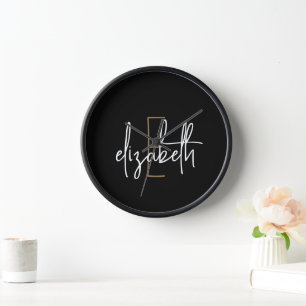 Modern Black White Monogram Name