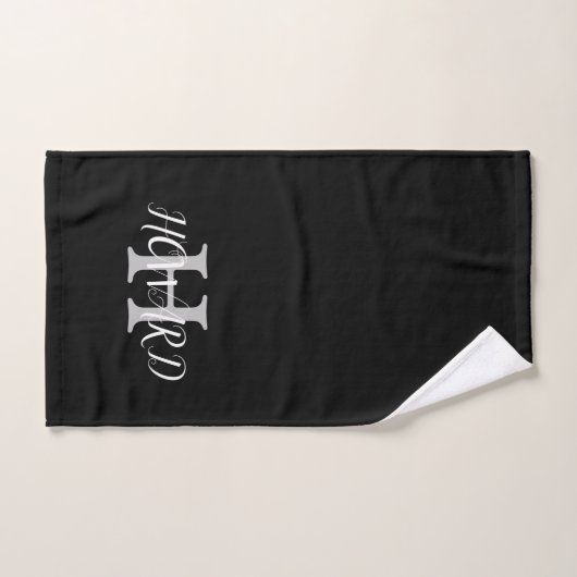 Modern Black White Monogram Name Passen getrouwd Bad Handdoek (Handdoek)