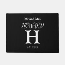 Modern Black White Monogram Name Passen getrouwd D