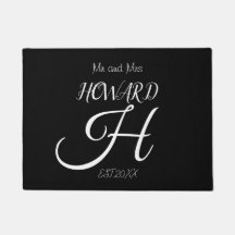 Modern Black White Monogram Name Passen getrouwd D