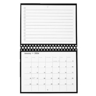 Modern Black White Monogram Name To Do List Kalender