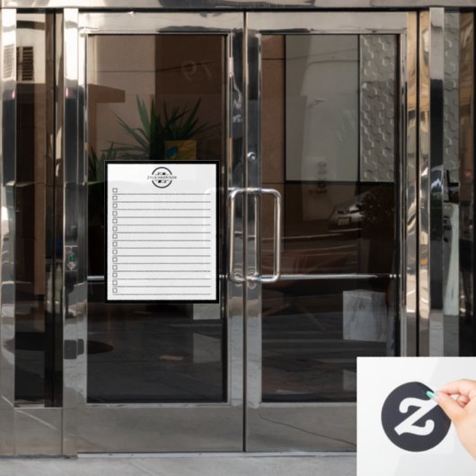 Modern Black White Monogram Name To Do List Raamsticker (Kantoordeur)