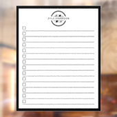 Modern Black White Monogram Name To Do List Raamsticker (Vel 2)