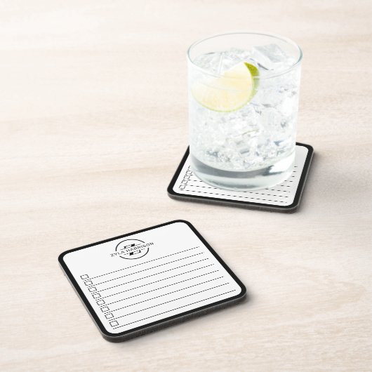 Modern Black White Monogram Name To Do Whiteboard Bier Onderzetter (Rechterzijde)