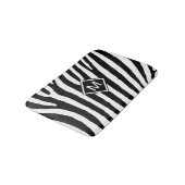 Modern Black White Monogram Stripes Name Initiaal Badmat (Gekanteld)