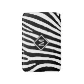 Modern Black White Monogram Stripes Name Initiaal Badmat (Voorkant Verticaal)