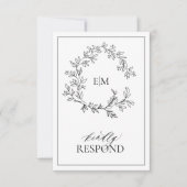 Modern Black White Monogram Wedding QR Code RSVP  (Voorkant)