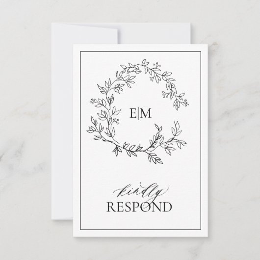 Modern Black White Monogram Wedding QR Code RSVP (Voorkant)