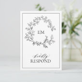 Modern Black White Monogram Wedding QR Code RSVP  (Staand voorkant)