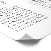 Modern Black White Monogram Wedding Seating Chart Poster (Hoek)