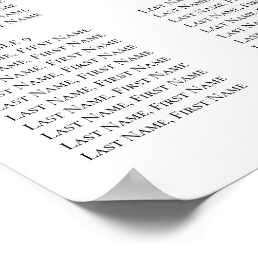 Modern Black White Monogram Wedding Seating Chart Poster (Hoek)