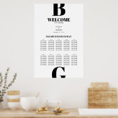 Modern Black White Monogram Wedding Seating Chart Poster (Keuken)