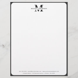 Modern Black & White Monogrammed Letterhead Briefhoofd