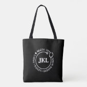 Modern Black White Monogrammed Stethoscope Nurse Tote Bag (Achterkant)