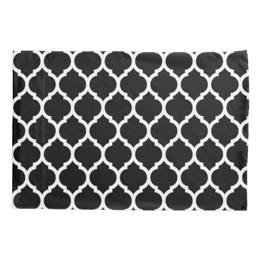 Modern Black White Moroccan Quatrefoil Pattern Kussensloop (Achterkant-Links)