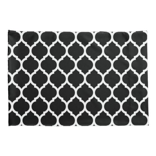 Modern Black White Moroccan Quatrefoil Pattern Kussensloop (Achterkant-Rechts)
