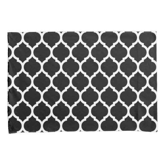 Modern Black White Moroccan Quatrefoil Pattern Kussensloop (Voorkant-Rechts)