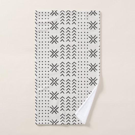 Modern Black White Mudcloth African Pattern Bad Handdoek (Handdoek)