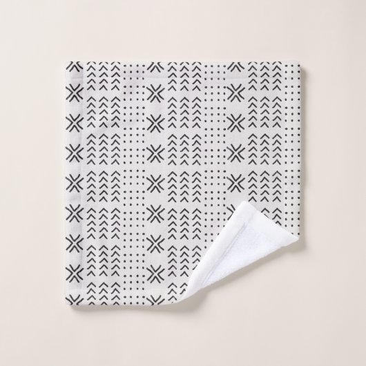 Modern Black White Mudcloth African Pattern Bad Handdoek (Wasdoekje)