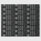 Modern Black White Mudcloth African Pattern Cadeaupapier (Vlak)