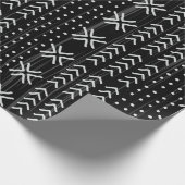 Modern Black White Mudcloth African Pattern Cadeaupapier (Hoek)