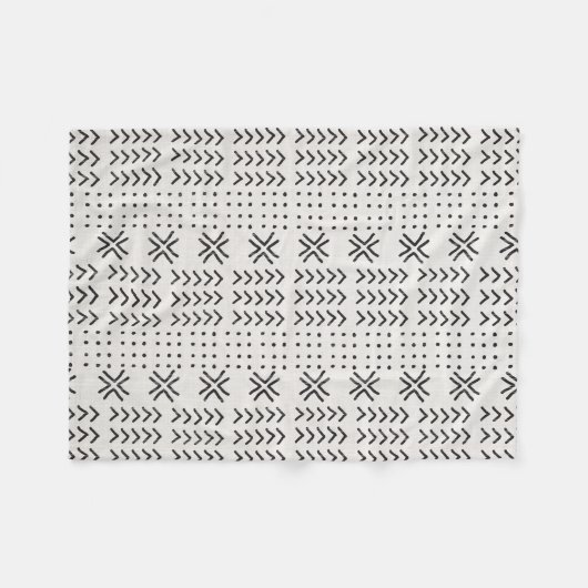 Modern Black White Mudcloth African Pattern Fleece Deken (Voorkant (Horizontaal))