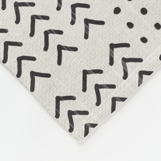 Modern Black White Mudcloth African Pattern Fleece Deken (Hoek)