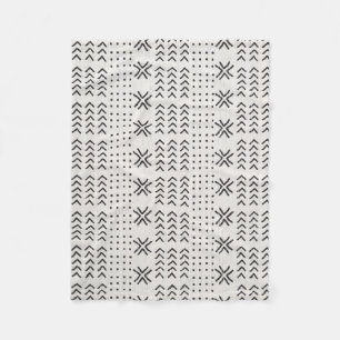 Modern Black White Mudcloth African Pattern Fleece Deken