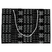 Modern Black White Mudcloth African Pattern Groot Cadeauzakje (Achterkant)
